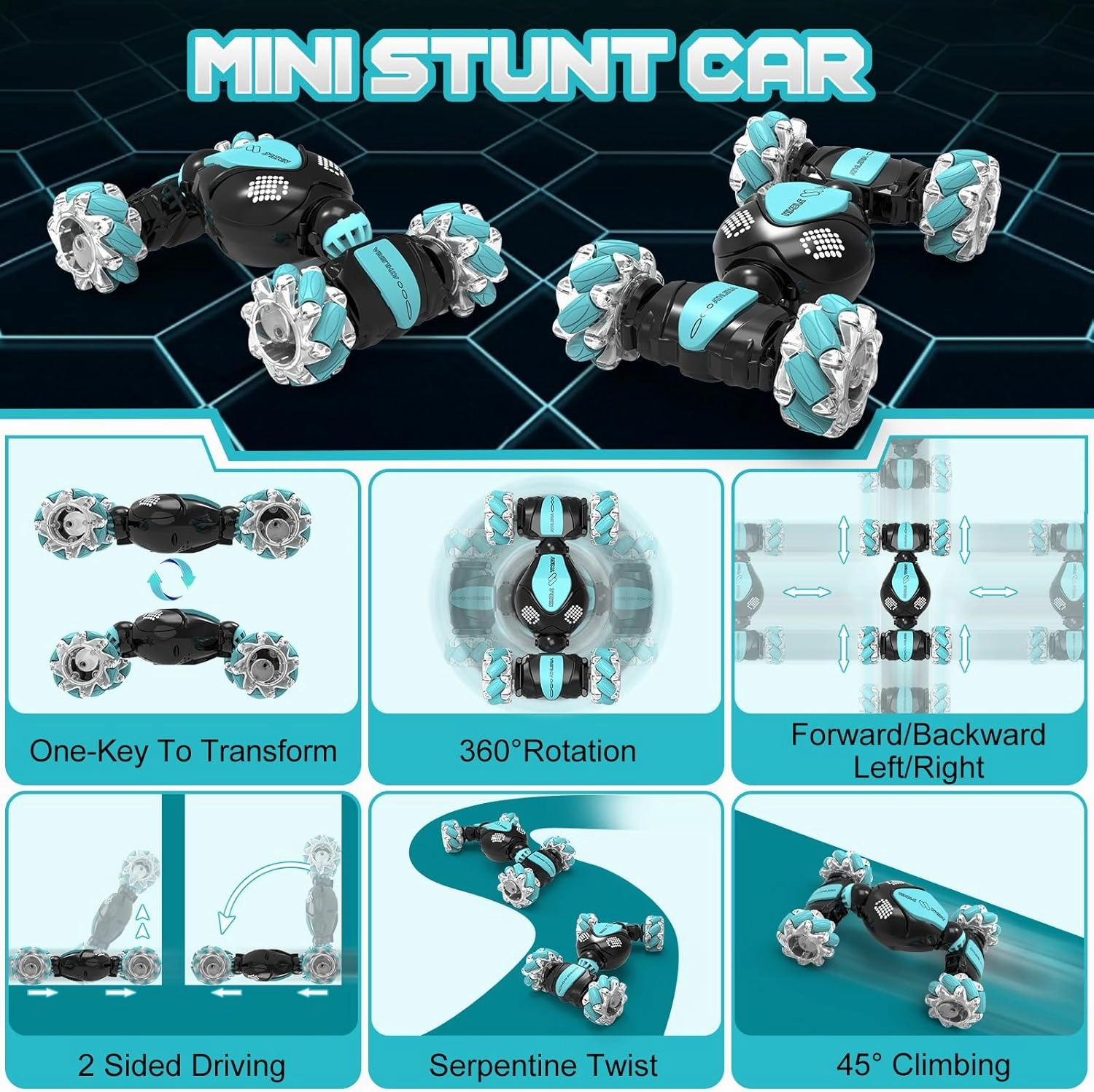 Gesture Sensing Rc Stunt Car Toys for Boy Age 8-13,Hand Remote Control Cars,Coolest Christmas Birthday Present Ideas for Boys Girls Kids Teens Age 8 9 10 11 12 13  Year,Racing Drift Car (Black)
