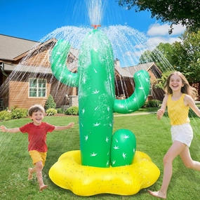 Giant Inflatable Cactus Sprinkler for Kids Ages 3 , 64" Large Outdoor Water Toy with Wide Spray, Summer Backyard Sprinkler for Pool & Beach Play, Boys Girls Party Games Inflatable Water Sprinklers