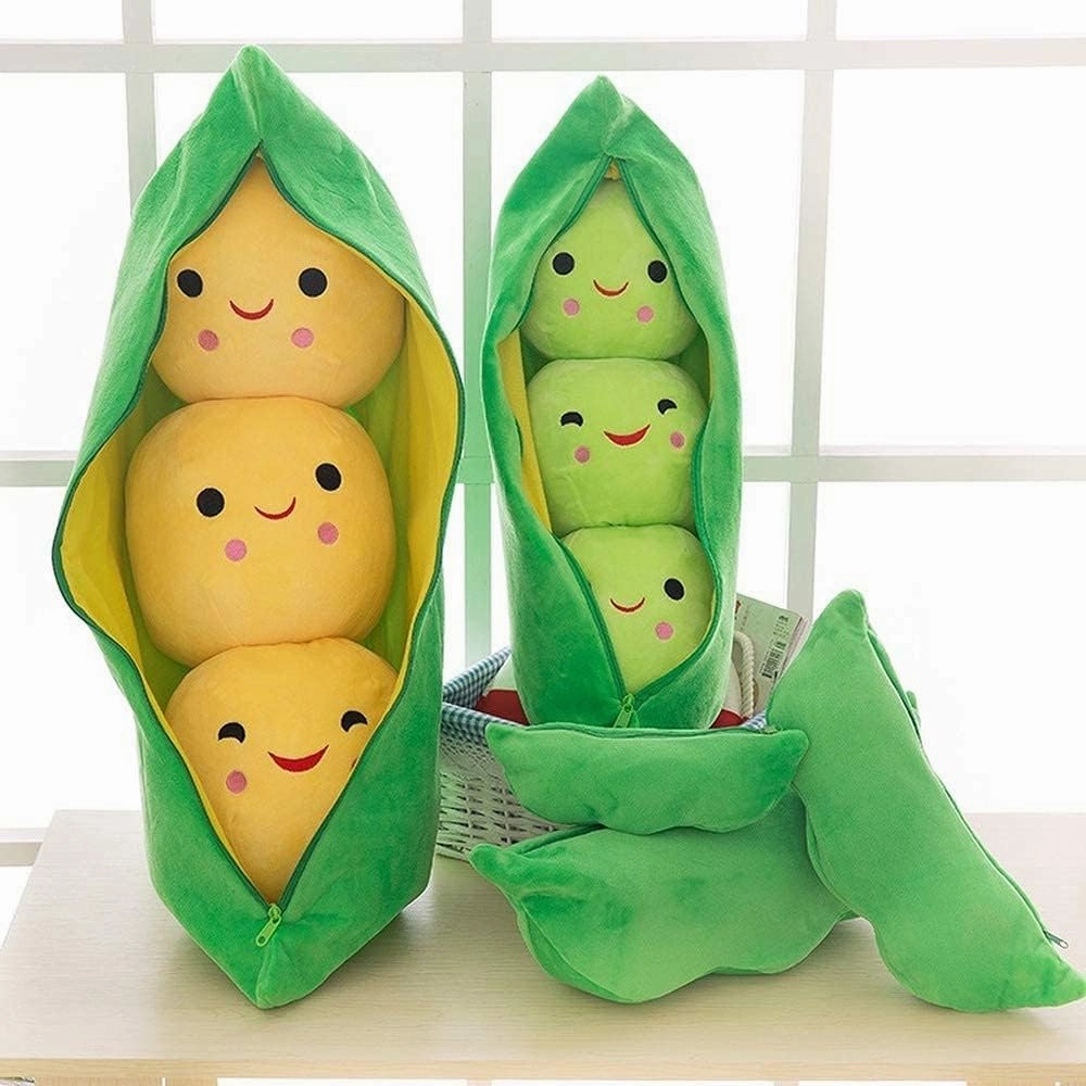 Giant Peas in A Pod Plush Toy Pea Pod Pillow Cute Pea Stuffed Toys Plant Doll Various Sizes (Green Beans,19.6''/50cm)