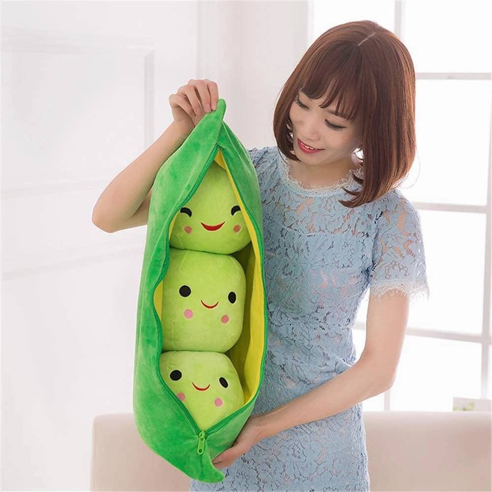 Giant Peas in A Pod Plush Toy Pea Pod Pillow Cute Pea Stuffed Toys Plant Doll Various Sizes (Green Beans,19.6''/50cm)