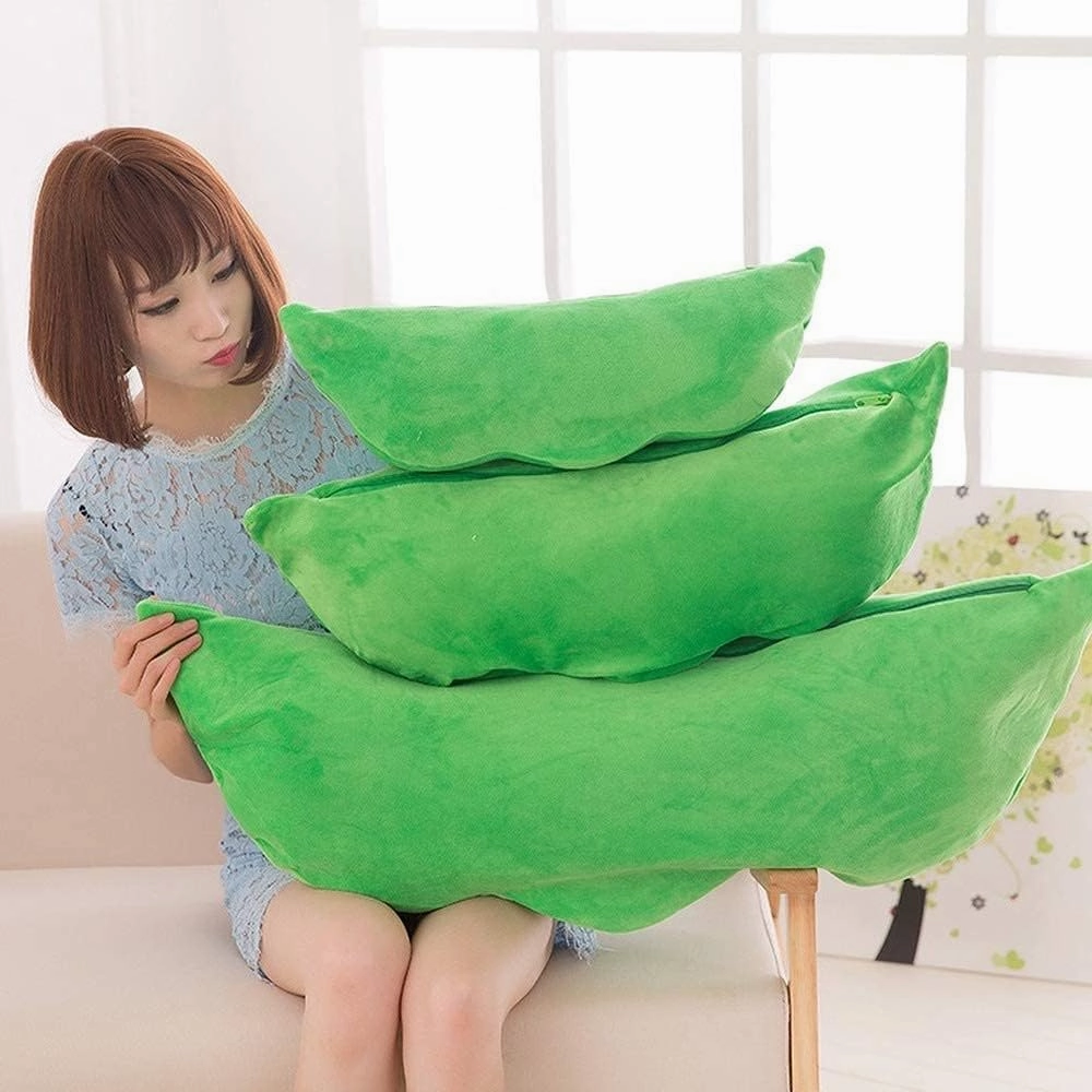 Giant Peas in A Pod Plush Toy Pea Pod Pillow Cute Pea Stuffed Toys Plant Doll Various Sizes (Green Beans,19.6''/50cm)