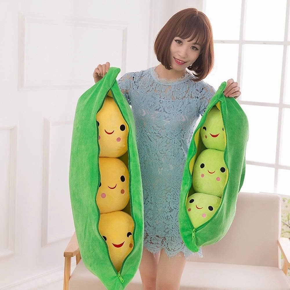 Giant Peas in A Pod Plush Toy Pea Pod Pillow Cute Pea Stuffed Toys Plant Doll Various Sizes (Green Beans,19.6''/50cm)