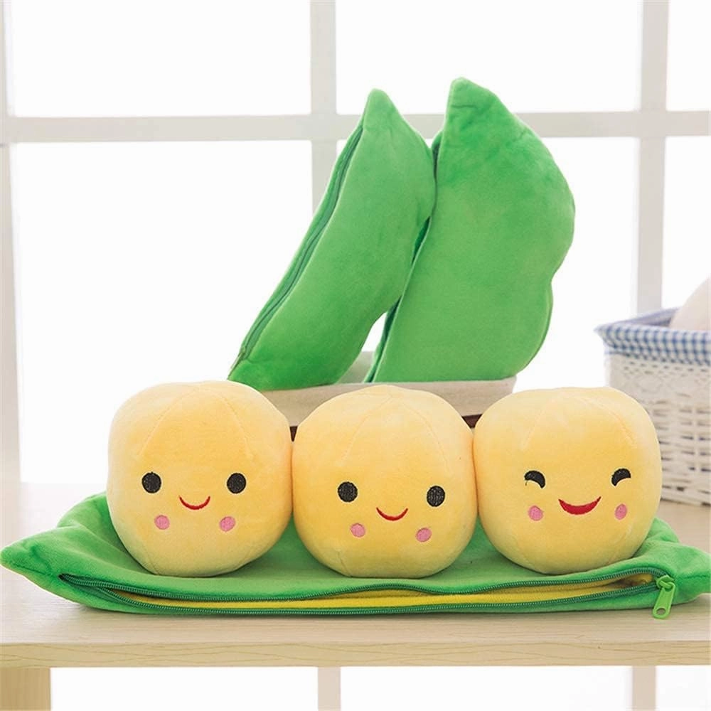 Giant Peas in A Pod Plush Toy Pea Pod Pillow Cute Pea Stuffed Toys Plant Doll Various Sizes (Green Beans,19.6''/50cm)