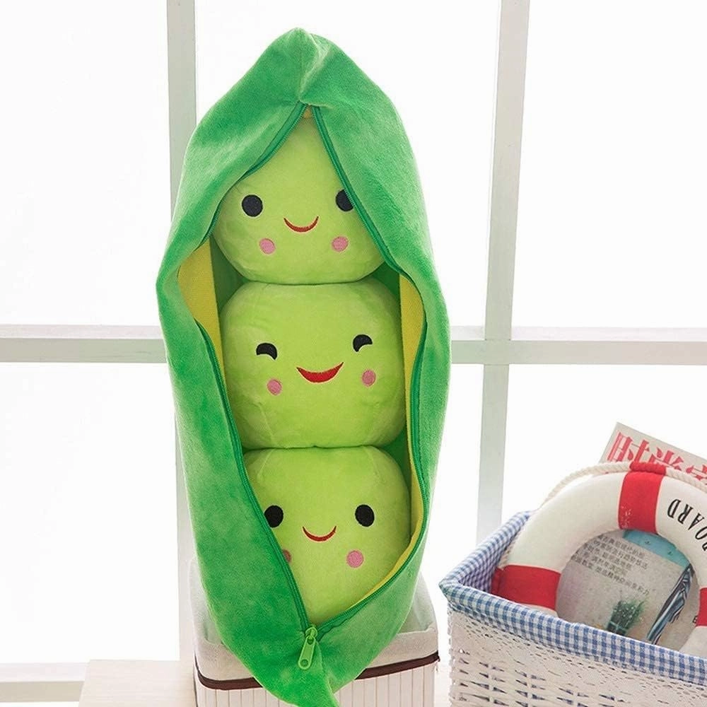 Giant Peas in A Pod Plush Toy Pea Pod Pillow Cute Pea Stuffed Toys Plant Doll Various Sizes (Green Beans,19.6''/50cm)