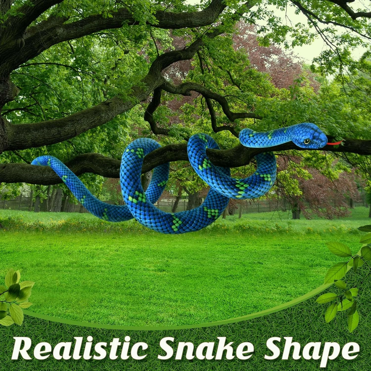 Giant Stuffed Snake, Lifelike Plush Animal, 110 in Large Toy Snake for Kids, Perfect for Birthday Presents & Parties