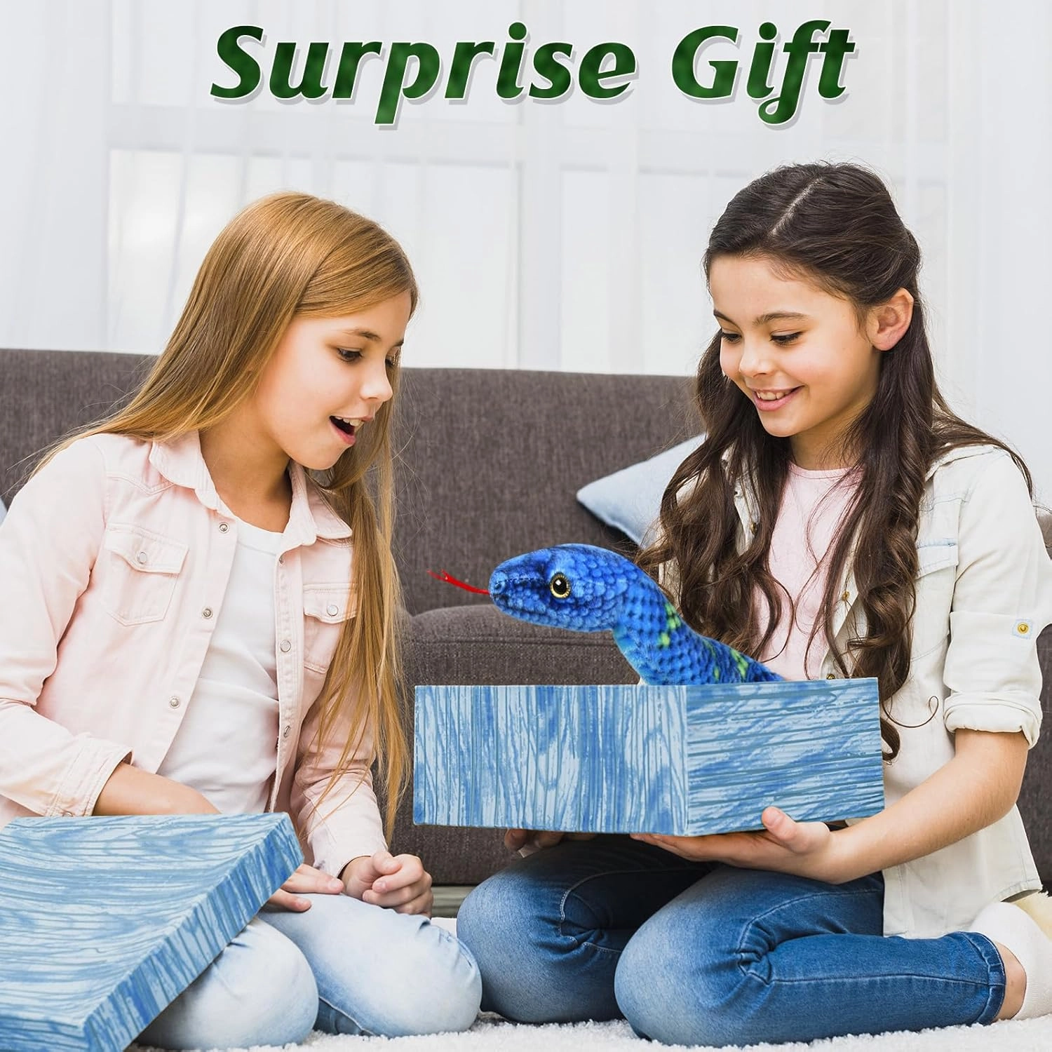 Giant Stuffed Snake, Lifelike Plush Animal, 110 in Large Toy Snake for Kids, Perfect for Birthday Presents & Parties