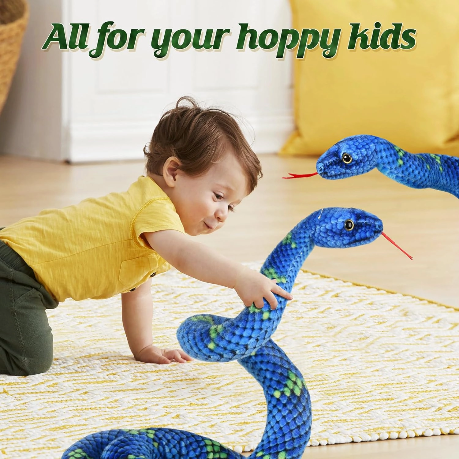 Giant Stuffed Snake, Lifelike Plush Animal, 110 in Large Toy Snake for Kids, Perfect for Birthday Presents & Parties