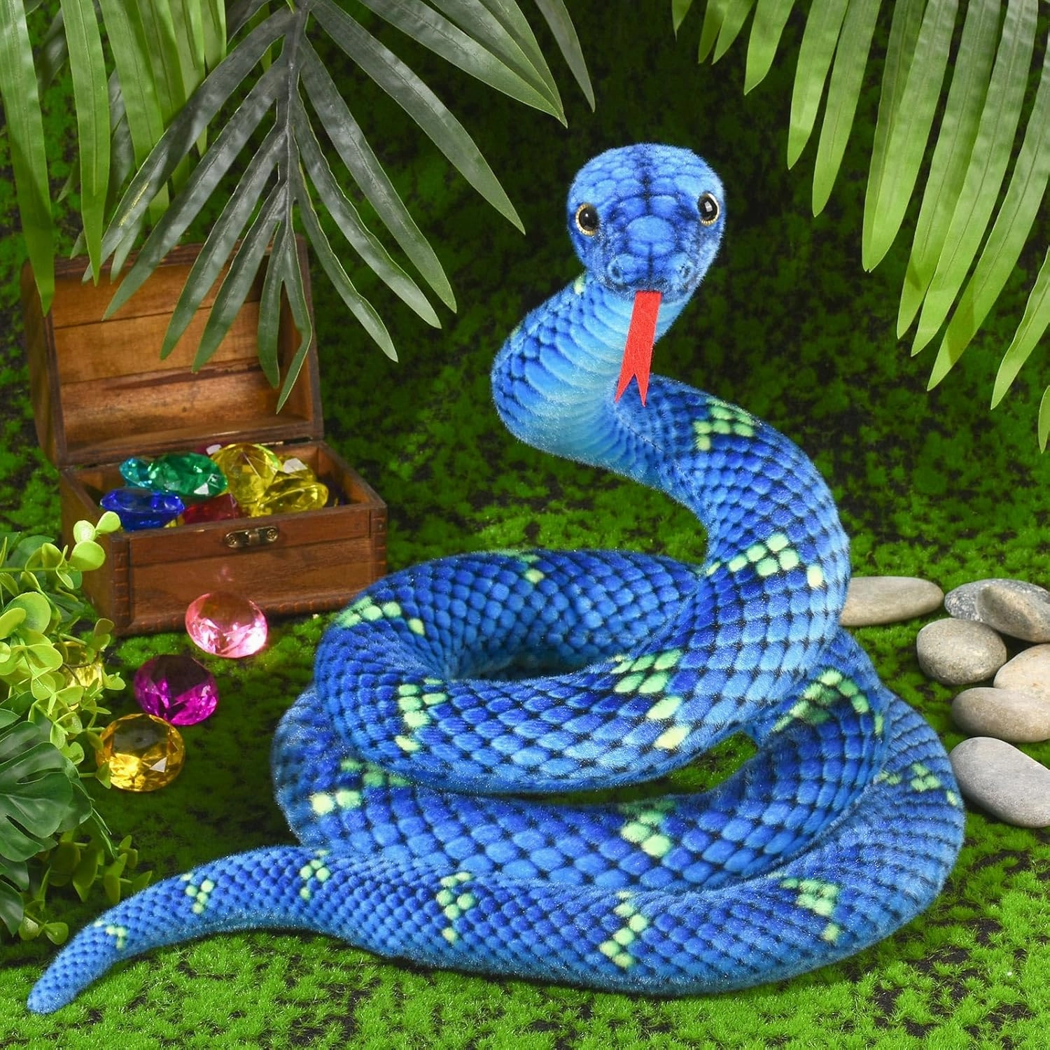 Giant Stuffed Snake, Lifelike Plush Animal, 110 in Large Toy Snake for Kids, Perfect for Birthday Presents & Parties