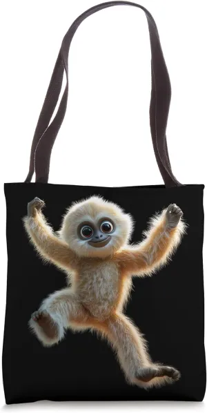 Gibbon Monkey Baby Monkeys Apes Lar Gibbons Cute Monkey Tote Bag