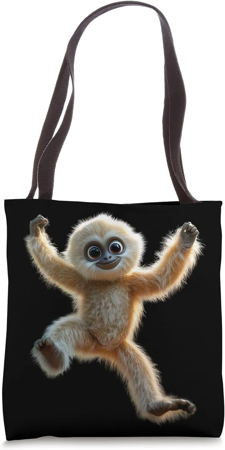 Gibbon Monkey Baby Monkeys Apes Lar Gibbons Cute Monkey Tote Bag