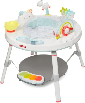 Gift Set of Skip Hop 3 in 1 Baby Activity Center, 4mo , Silver Lining Cloud   Skip Hop 3-Stage Developmental Learning Crawl Toy, Explore & More Follow-Me Bee