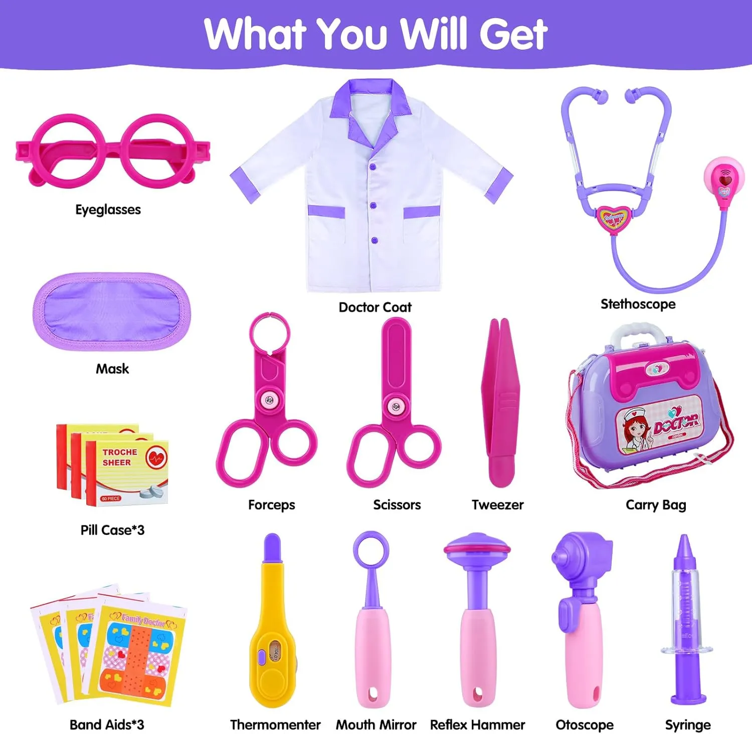 GINMIC Doctor Kit for Toddlers 3-5, 22 Pieces Pretend Play Doctor Set with Halloween Role Play Doctor Costume and Carry Case for Toddlers and Kids, Medical Dr Kit Toys for Girl Age 3 4 5 6 7 Year Old