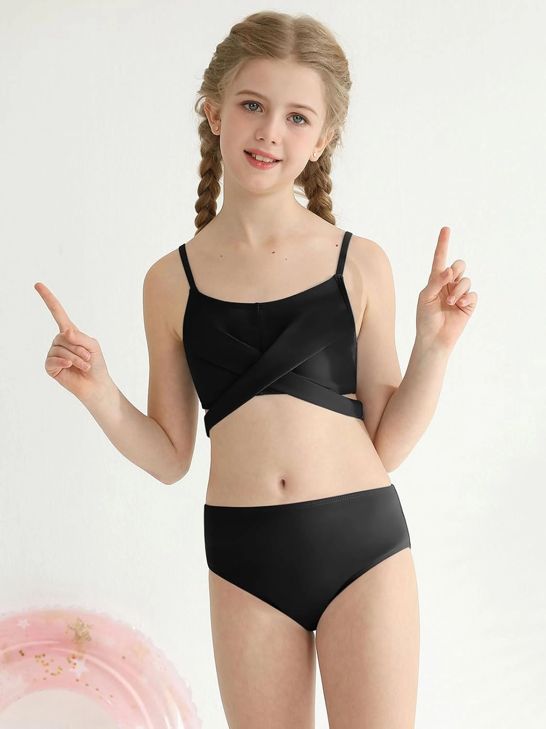 Girl's 3 Piece Bikini Set Cross Strap Swimsuits for Girls Bathing Suit with Shorts Teen Swimwear Swimming Suit