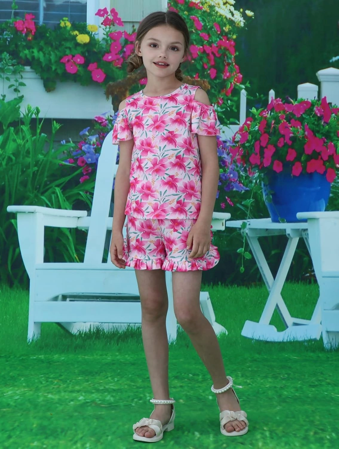 Girl Summer Short Set Cotton Outfits Short Sleeveless Tee T Shirt Tank Top Shorts Pant 2PC Set 2-7Y