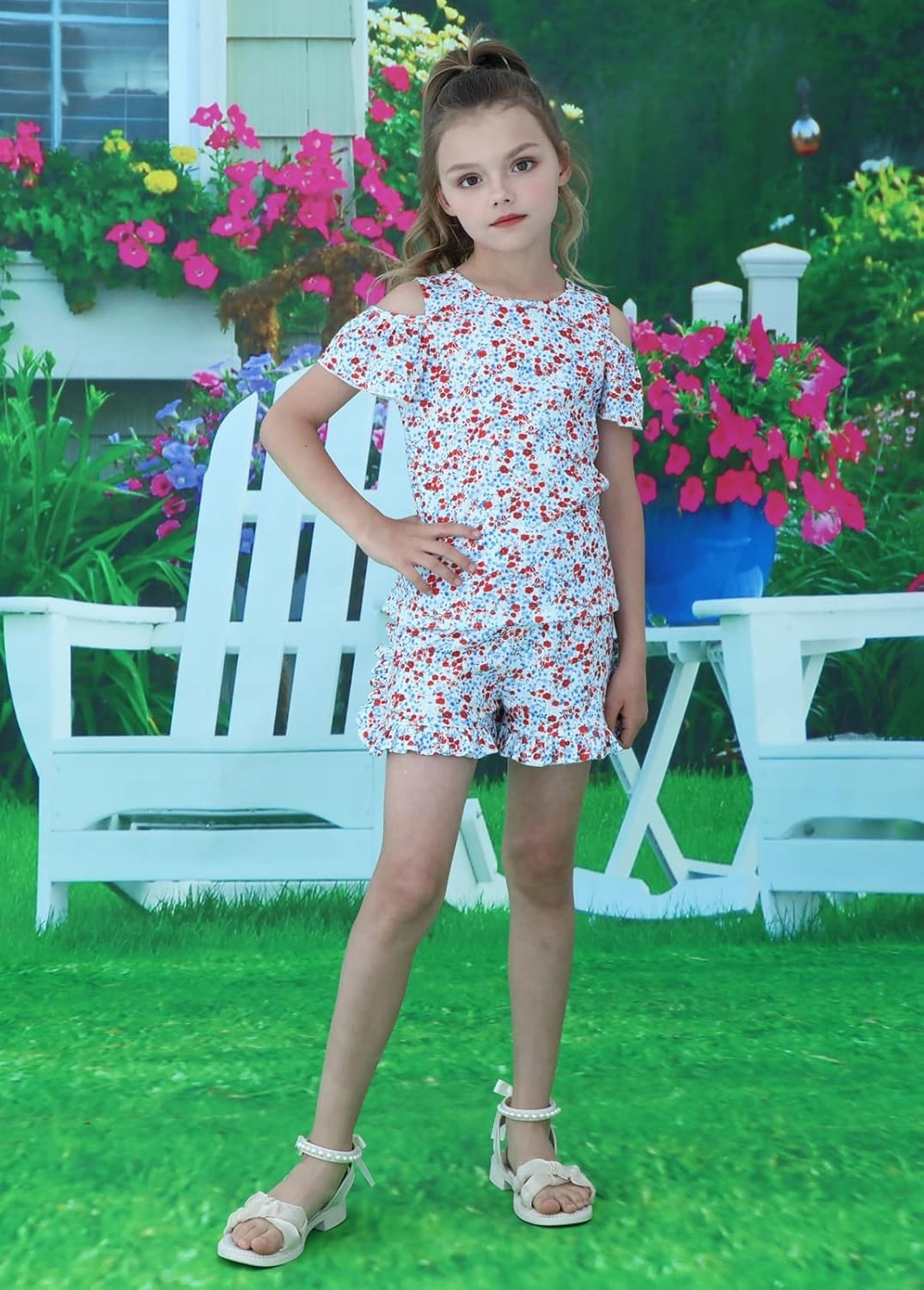 Girl Summer Short Set Cotton Outfits Short Sleeveless Tee T Shirt Tank Top Shorts Pant 2PC Set 2-7Y