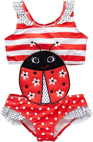 Girls Sleeveless Printed One Piece Swimsuit Set Kids Cute Swimsuit Beach Bikini 18 M - 8 Years