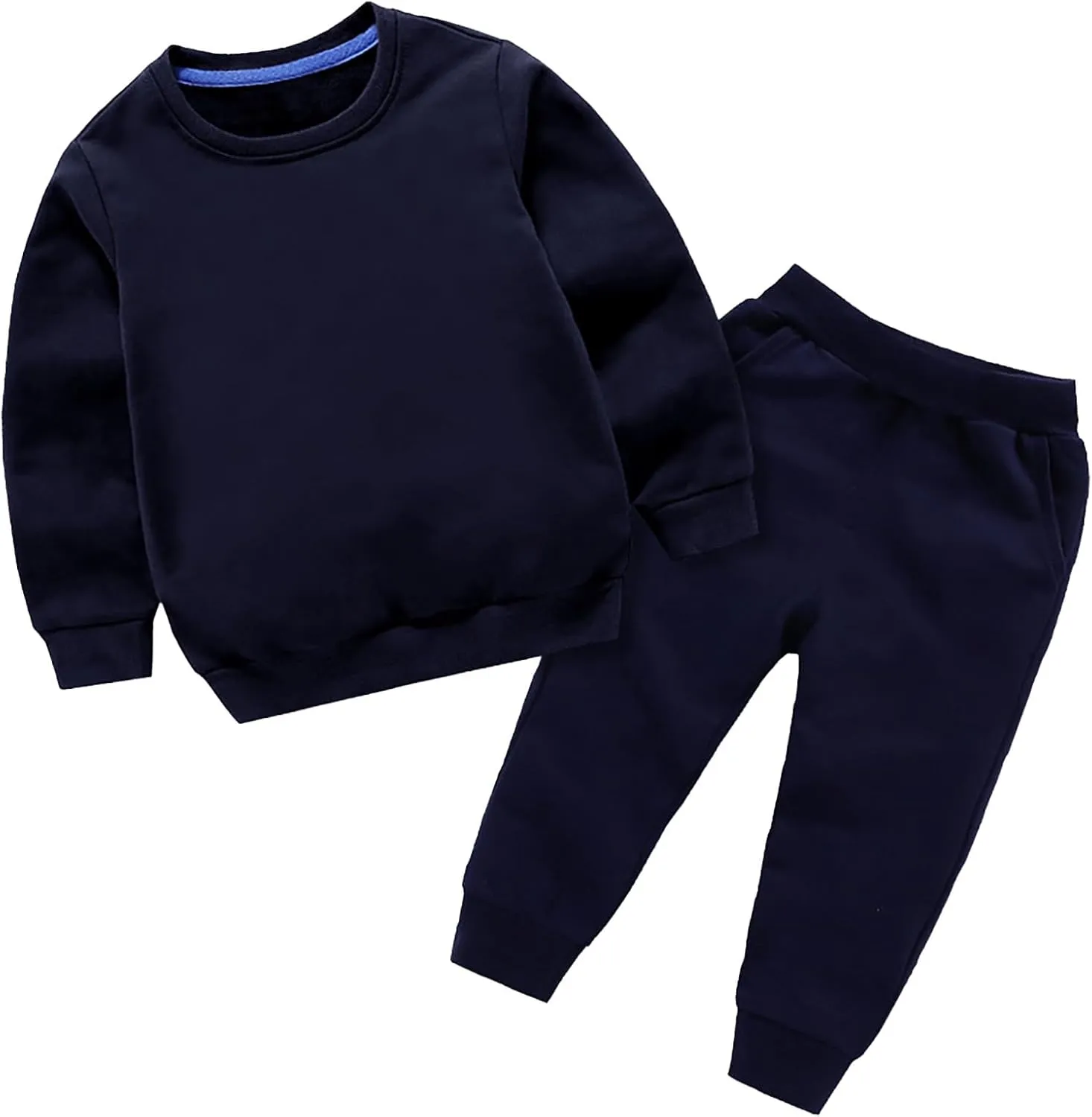 Girls Sweatsuits Set Boys Girls Autumn Solid Color Cotton Long Sleeve Round Neck Sweatshirt Set Teen Outfits for Girls