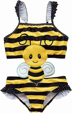Girls Sleeveless Printed One Piece Swimsuit Set Kids Cute Swimsuit Beach Bikini 18 M - 8 Years