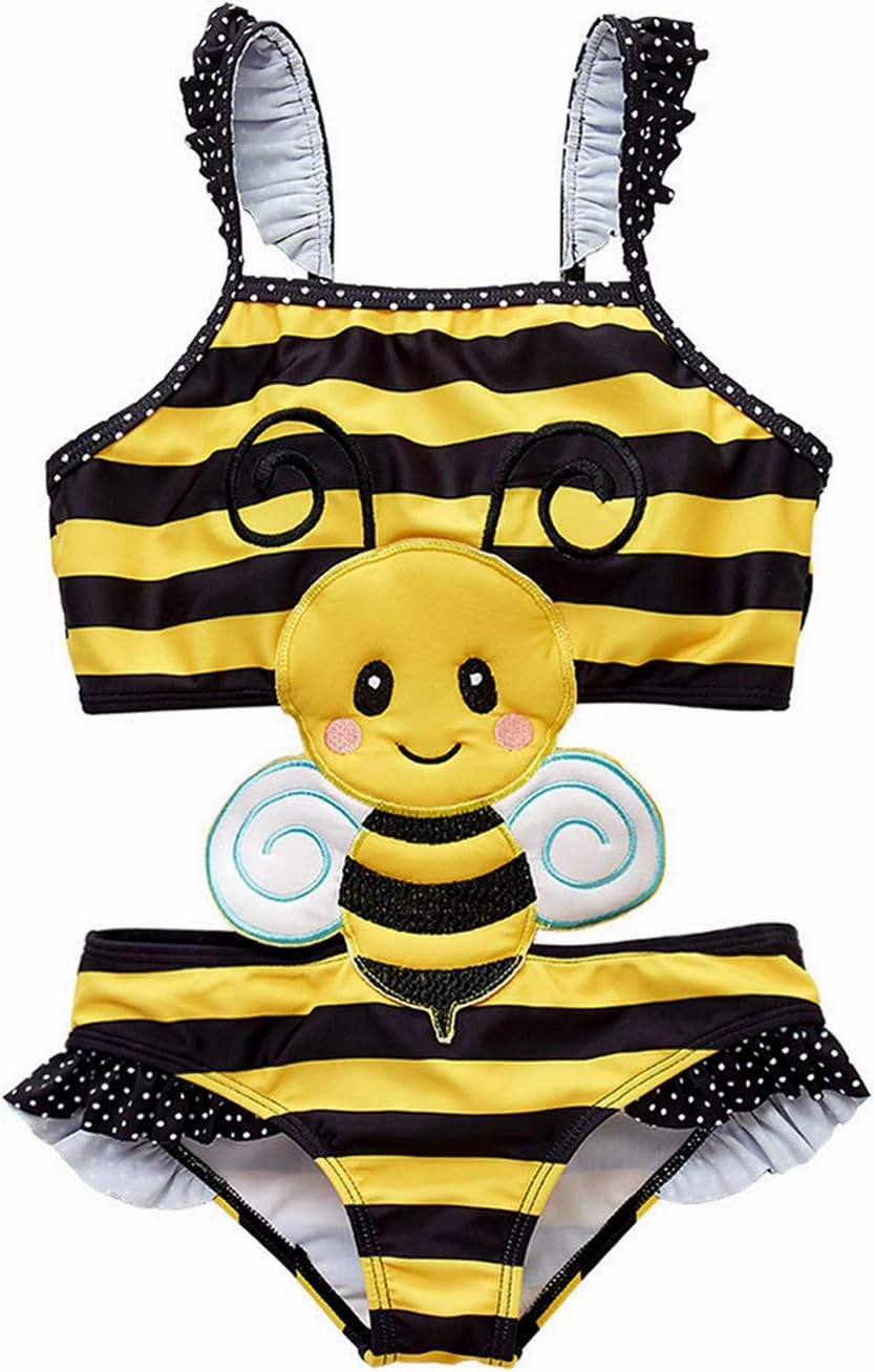 Girls Sleeveless Printed One Piece Swimsuit Set Kids Cute Swimsuit Beach Bikini 18 M - 8 Years