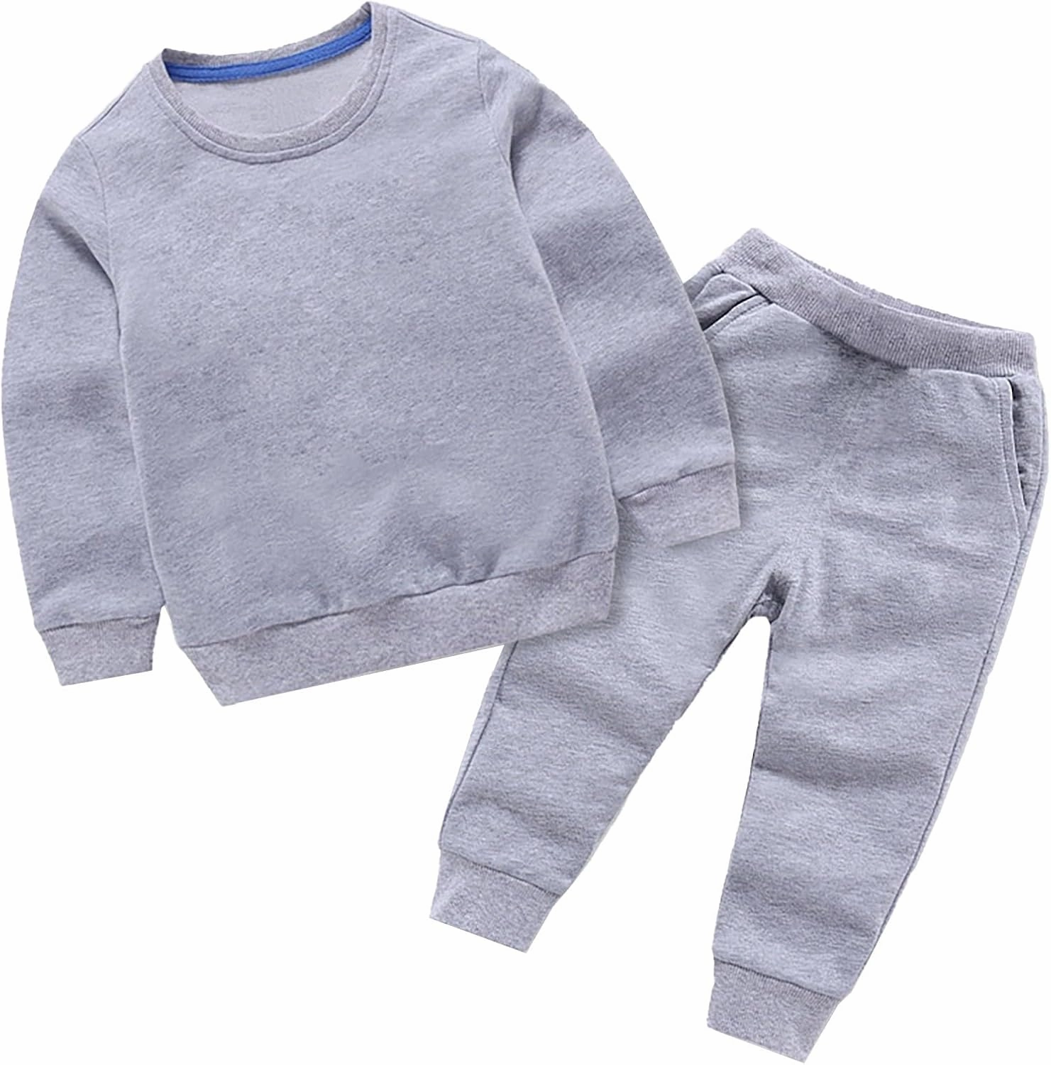 Girls Sweatsuits Set Boys Girls Autumn Solid Color Cotton Long Sleeve Round Neck Sweatshirt Set Teen Outfits for Girls