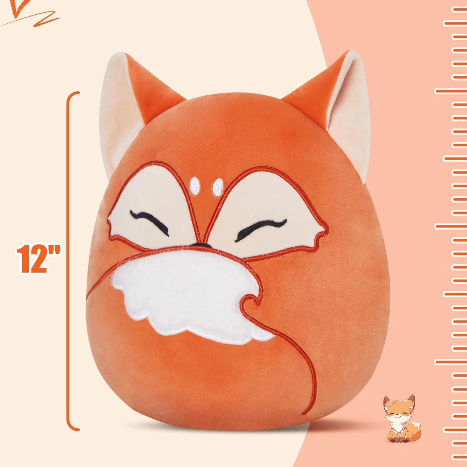 Glow Guards 12-Inch Red Fox Plush Pillow Cute Fox Stuffed Animal Soft Plush Toy Stuffed Animals Birthday Gift for Boys Girls Kids