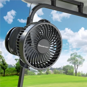 Golf Cart Rechargeable Fan Compatible with EZGO Club Car Yamaha, Golf Palyer Summer Essential 4 Powerful Speeds Clip on Fan with 360° Pivot, 13 Hrs Run Cordless Fan, Battery Operated Fan for Golf Cart
