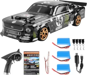GoolRC RC Drift Car - 1:18 Scale 2.4GHz 4WD 30KM/H High Speed RC Racing Car with LED Lights and 3 Batteries for Adults and Kids