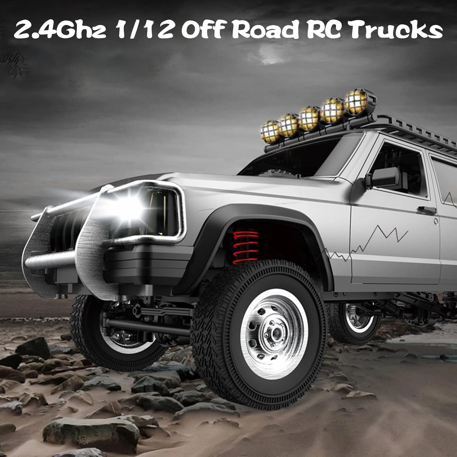 GoolRC RC Rock Crawler, 1:12 Scale Remote Control Car, 2.4Ghz 4WD Off Road RC Truck, All Terrains Climbing Vehicle, RC Car Gifts for Kids and Adults, Include 2 Batteries (Blue)