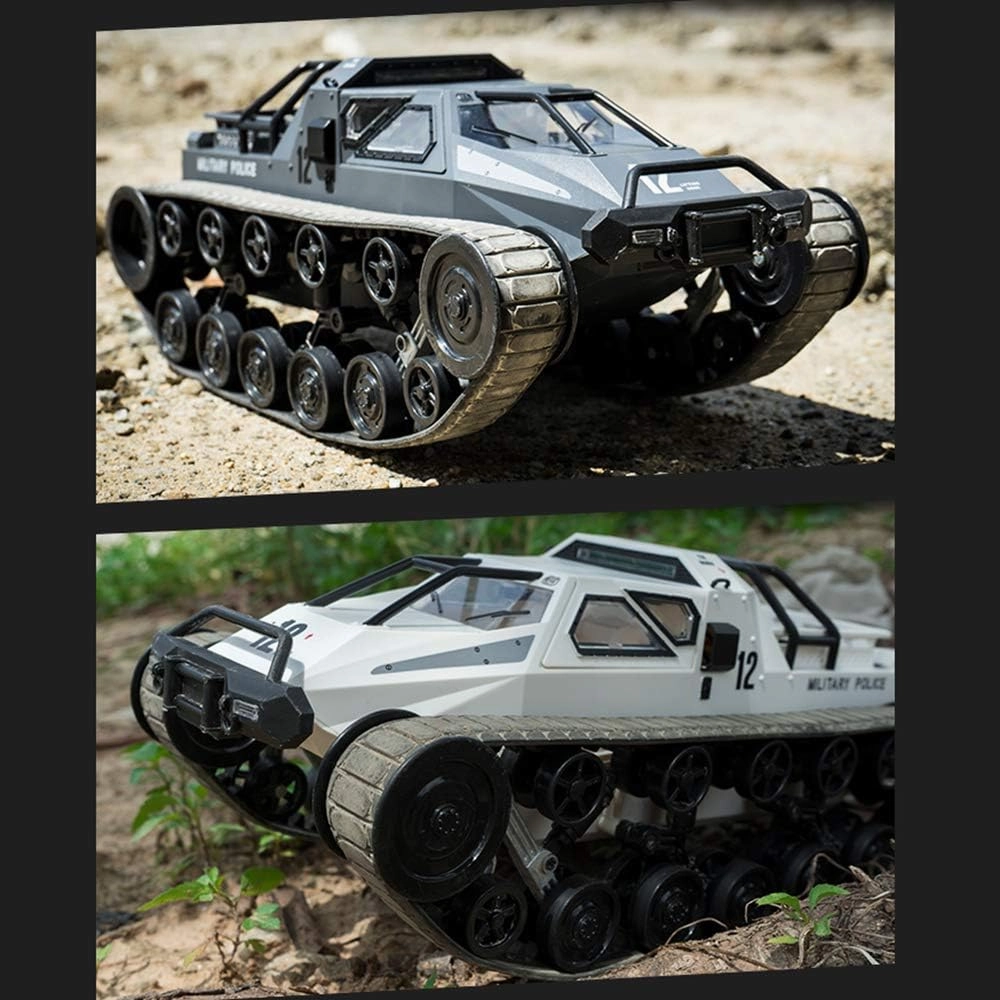 GoolRC RC Tank Car, 1/12 Scale 2.4GHz Remote Control Rechargeable Tank for Kids, 360° Rotating Vehicle Gifts for Boys Girls Teens (Black)