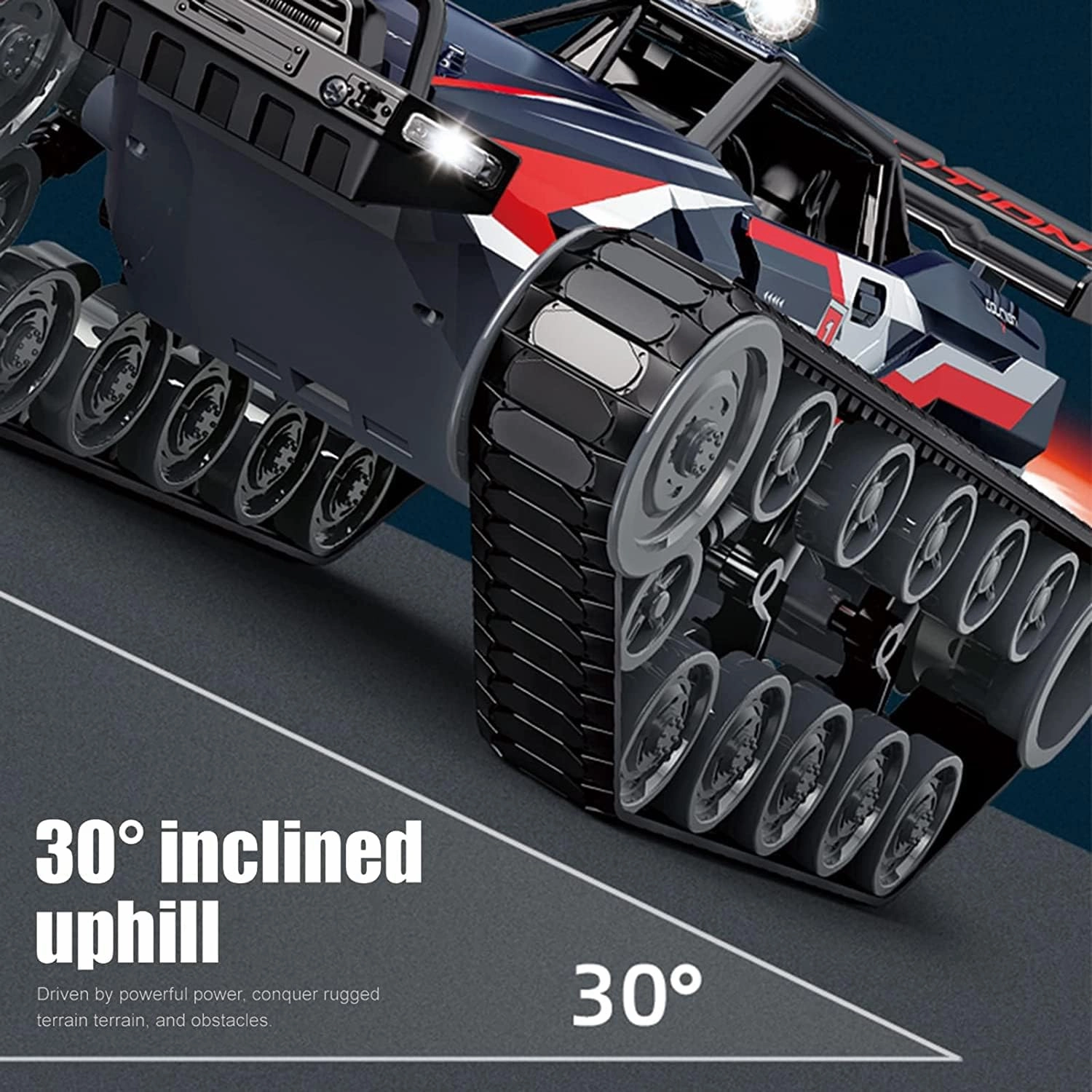 GoolRC RC Tank Car, 1/12 Scale 2.4GHz Remote Control Rechargeable Tank for Kids, 360° Rotating Vehicle Gifts for Boys Girls Teens (Red)