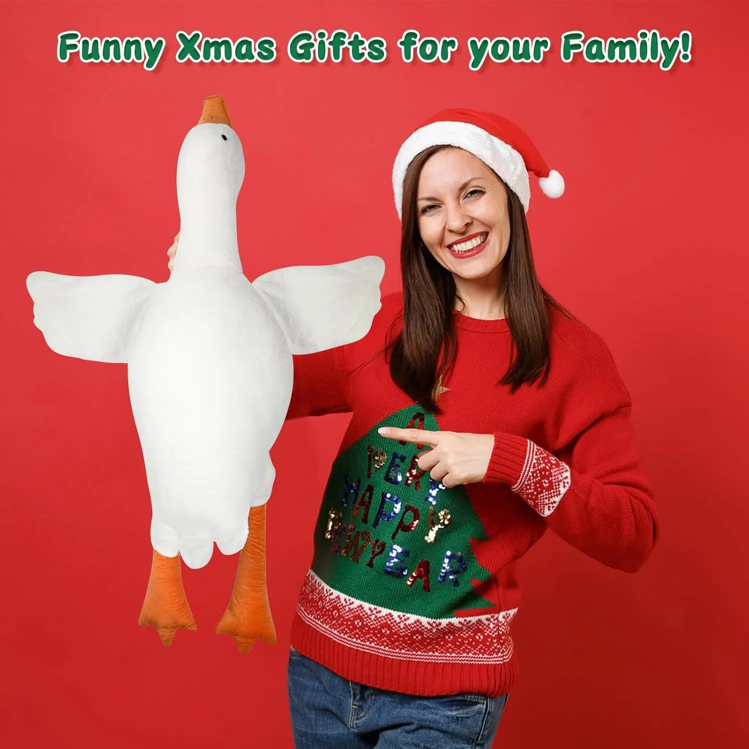 Goose Stuffed Animal 35.5 Inch Plush Toy, 2.8 lbs Cute Duck Stuffed Animal, Goose Plush Soft Pillow Toys, Gift for Anxiety Kids and Friends, White