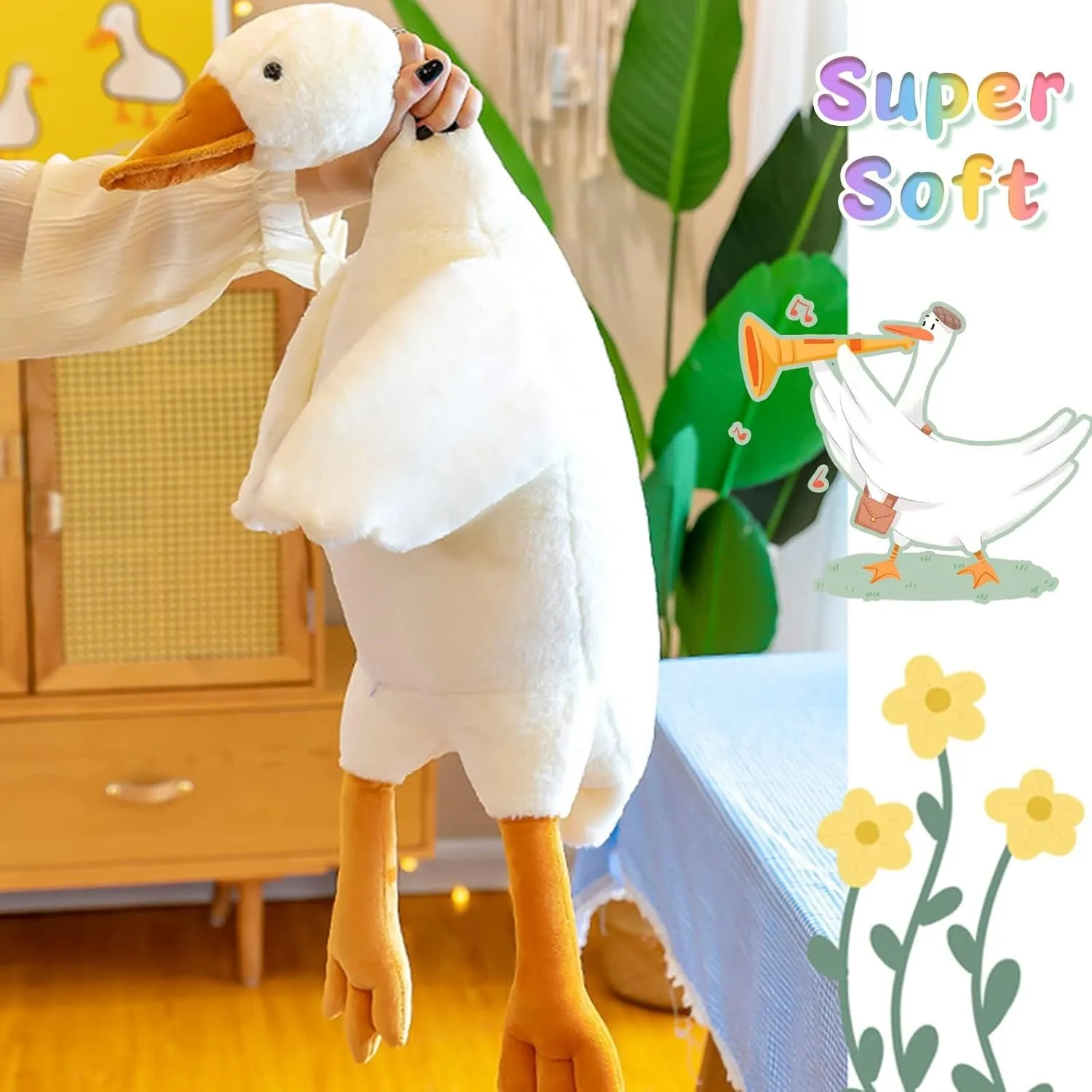 Goose Stuffed Animal 35.5 Inch Plush Toy, 2.8 lbs Cute Duck Stuffed Animal, Goose Plush Soft Pillow Toys, Gift for Anxiety Kids and Friends, White