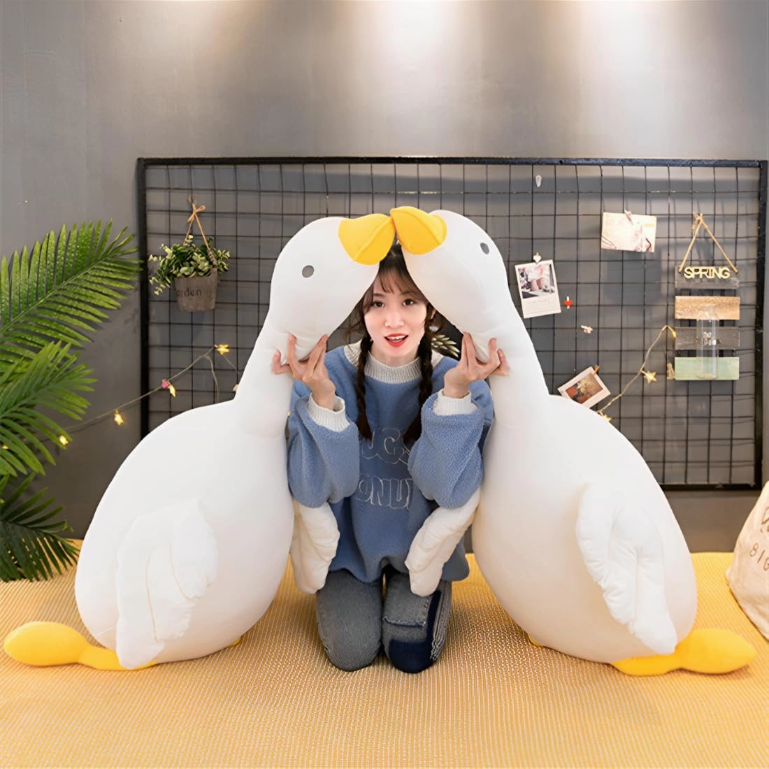 Goose Stuffed Animal Pillow Toy,Cute Giant Goose Plush Duck Stuffed Animal Hugging Pillow,Super Soft Swan Stuffed Animal Sleeping Pillow for Kids and Adults. (White, 33.5)