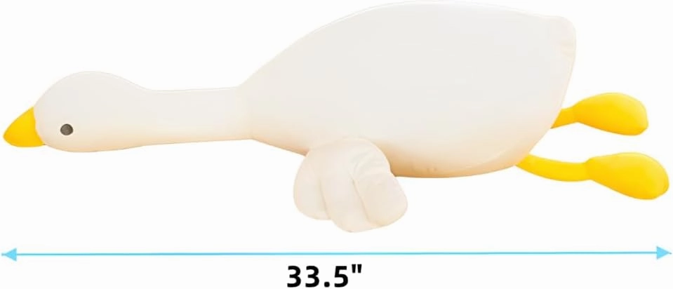 Goose Stuffed Animal Pillow Toy,Cute Giant Goose Plush Duck Stuffed Animal Hugging Pillow,Super Soft Swan Stuffed Animal Sleeping Pillow for Kids and Adults. (White, 33.5)
