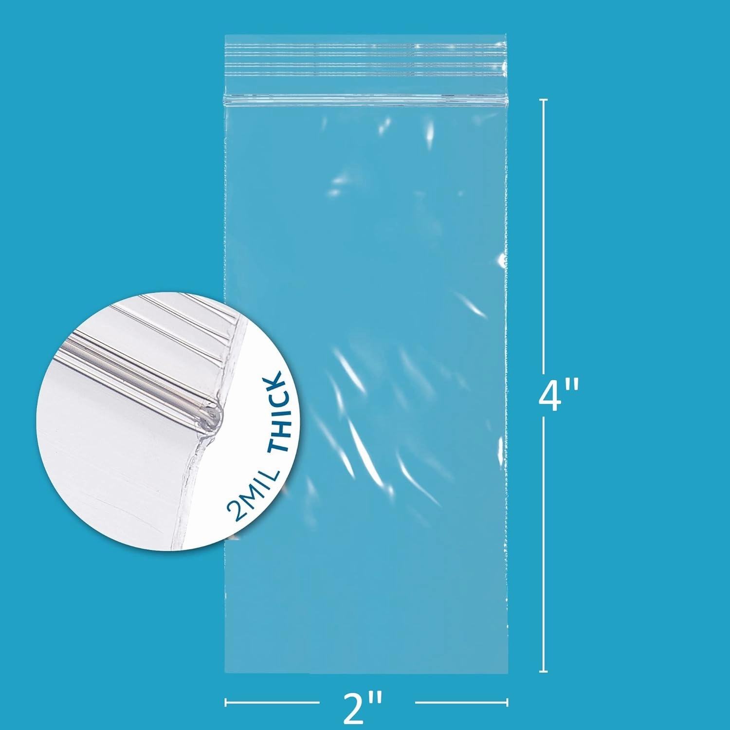 GPI - 2" x 4" Small Zip Bags, 1000 Count, 2 Mil, Clear Plastic Reclosable Zipper Poly Baggies, with Resealable Zip Top Lock Seal, for Jewelry, Coins, Pills, Candy, Beads, Seeds & More.