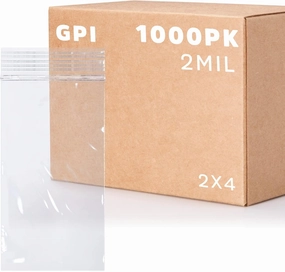 GPI - 2" x 4" Small Zip Bags, 1000 Count, 2 Mil, Clear Plastic Reclosable Zipper Poly Baggies, with Resealable Zip Top Lock Seal, for Jewelry, Coins, Pills, Candy, Beads, Seeds & More.