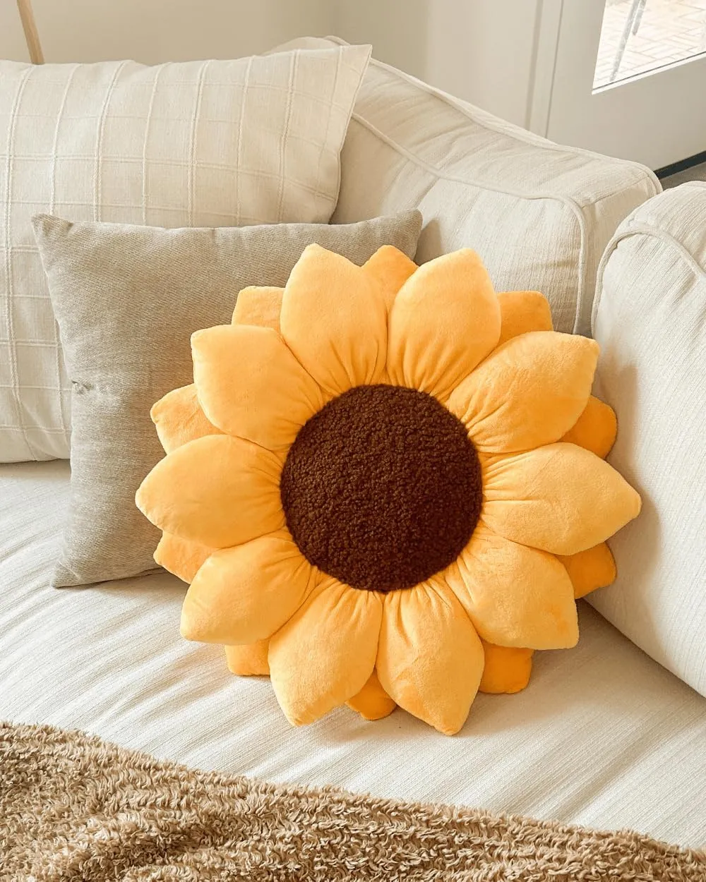 Green Philosophy Co. 3D Sunflower Pillow - Golden Yellow