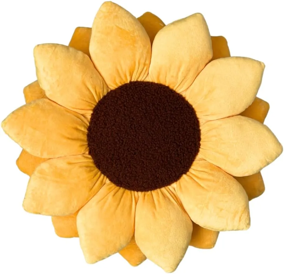 Green Philosophy Co. 3D Sunflower Pillow - Golden Yellow