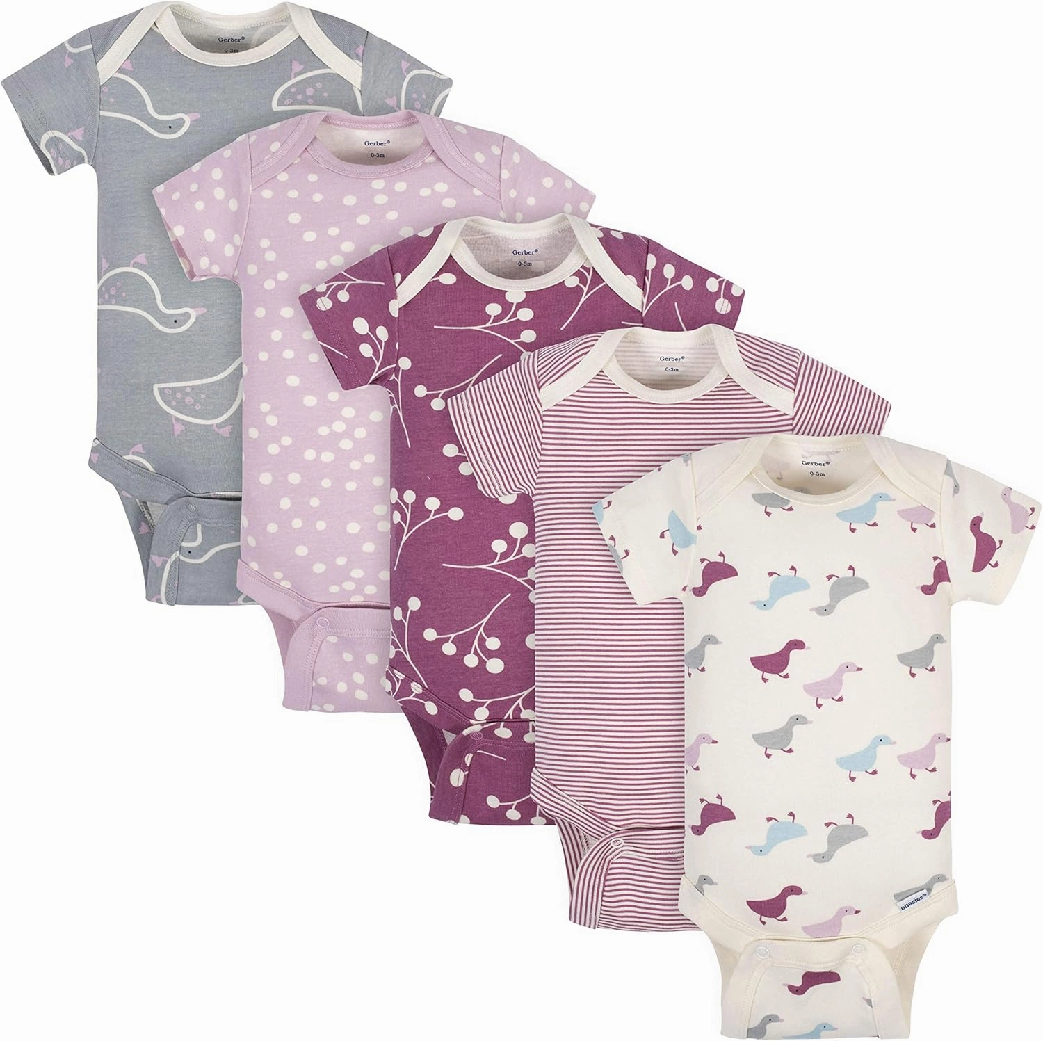 Grow by Gerber baby-girls 5-pack Short-sleeve Onesies Bodysuits