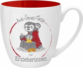GRUSS & CO 45489 Anti Stress for Erzieherinnen 45 cl Set Gift – Bone China Mug, Red, 9.5 Inch