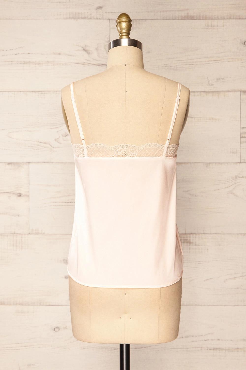 Guarenas | Pink Satin Cami Top w/ Lace Trim