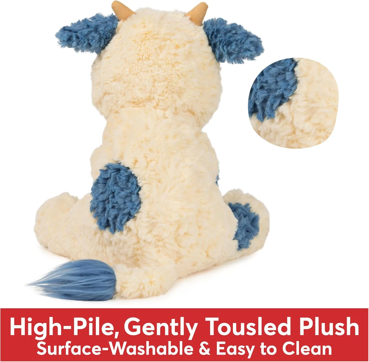 GUND Cozys Collection Cow, Stuffed Animal for Ages 1 and Up, Spring Decor Plush Toy, Cream/Blue, 10”