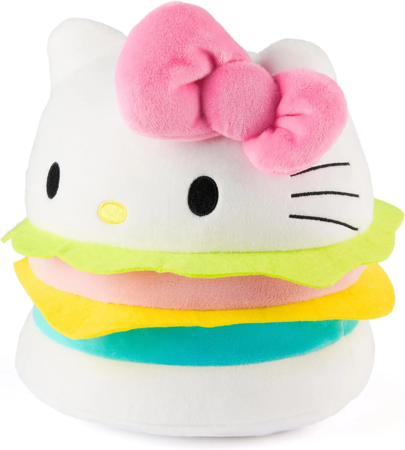GUND Sanrio Official Hello Kitty Hamburger Plush, Collectible Plush Toy, Stuffed Animal for Ages 1 and Up, Pink/White, 8”