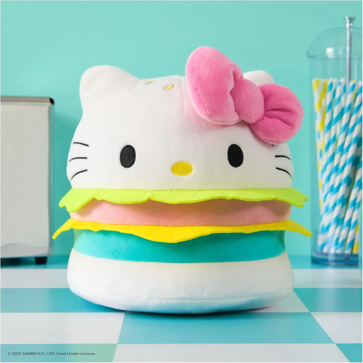 GUND Sanrio Official Hello Kitty Hamburger Plush, Collectible Plush Toy, Stuffed Animal for Ages 1 and Up, Pink/White, 8”