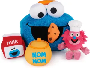 GUND Sesame Street Official Cookie Monster & Gonger Playset, Premium Plush Sensory Toys Playset for Ages 1 & Up, Blue, 8”