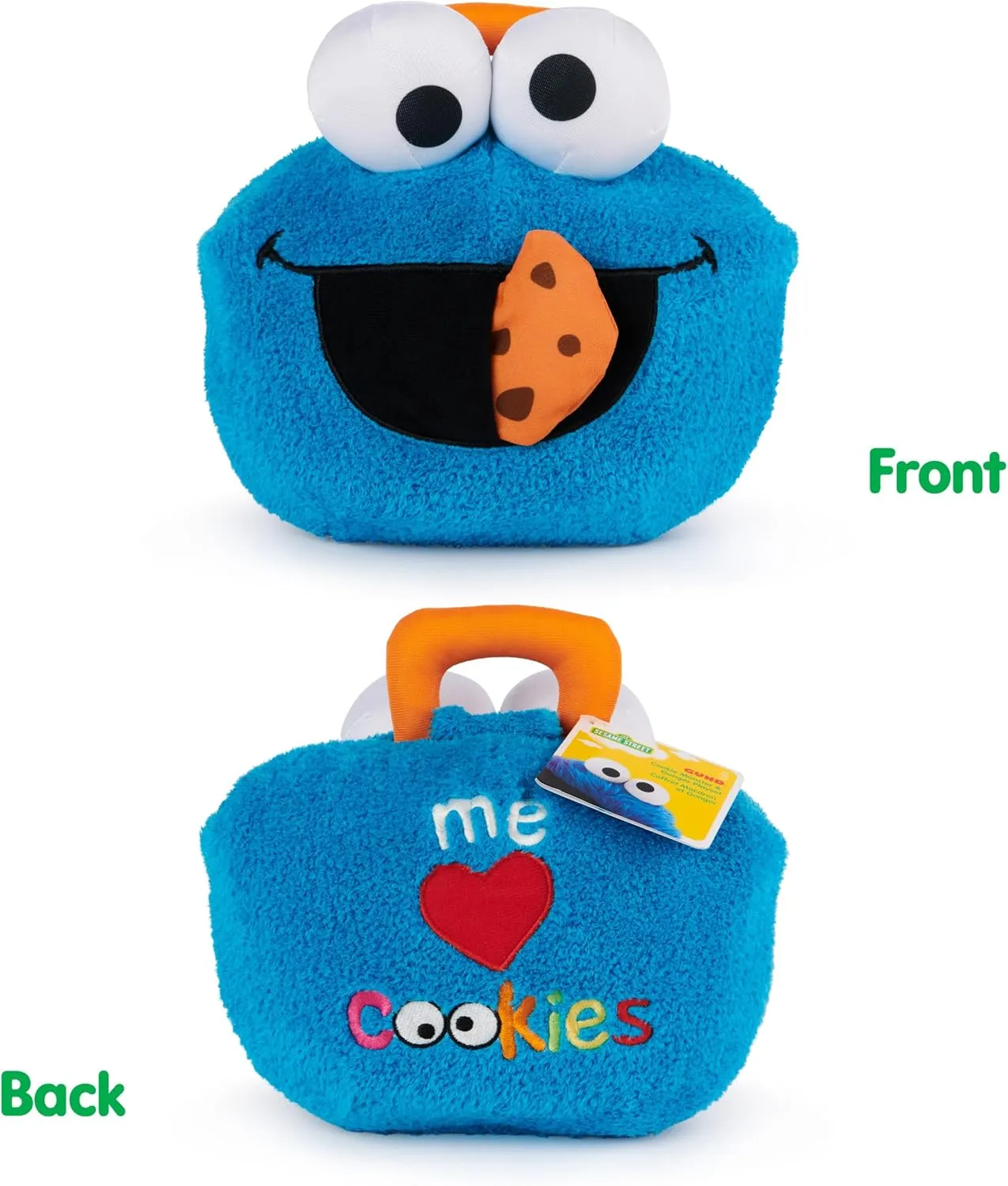 GUND Sesame Street Official Cookie Monster & Gonger Playset, Premium Plush Sensory Toys Playset for Ages 1 & Up, Blue, 8”