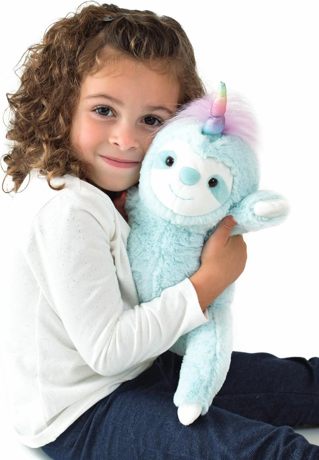 GUND Dazzle Slothicorn Plush Toy, Sloth Unicorn Stuffed Animal for Ages 1 and Up, Blue/Rainbow, 9”