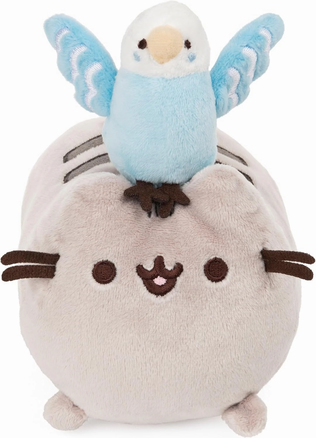 GUND Pusheen & Bo Parakeet Best Friend Set Two-in-One Plush Cat Stuffed Animal, Gray and Blue, 6”