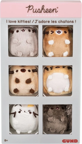 GUND Pusheen Comic Collector I Love Kitties Set of 6 Plush Stuffed Animal Cats, 2"