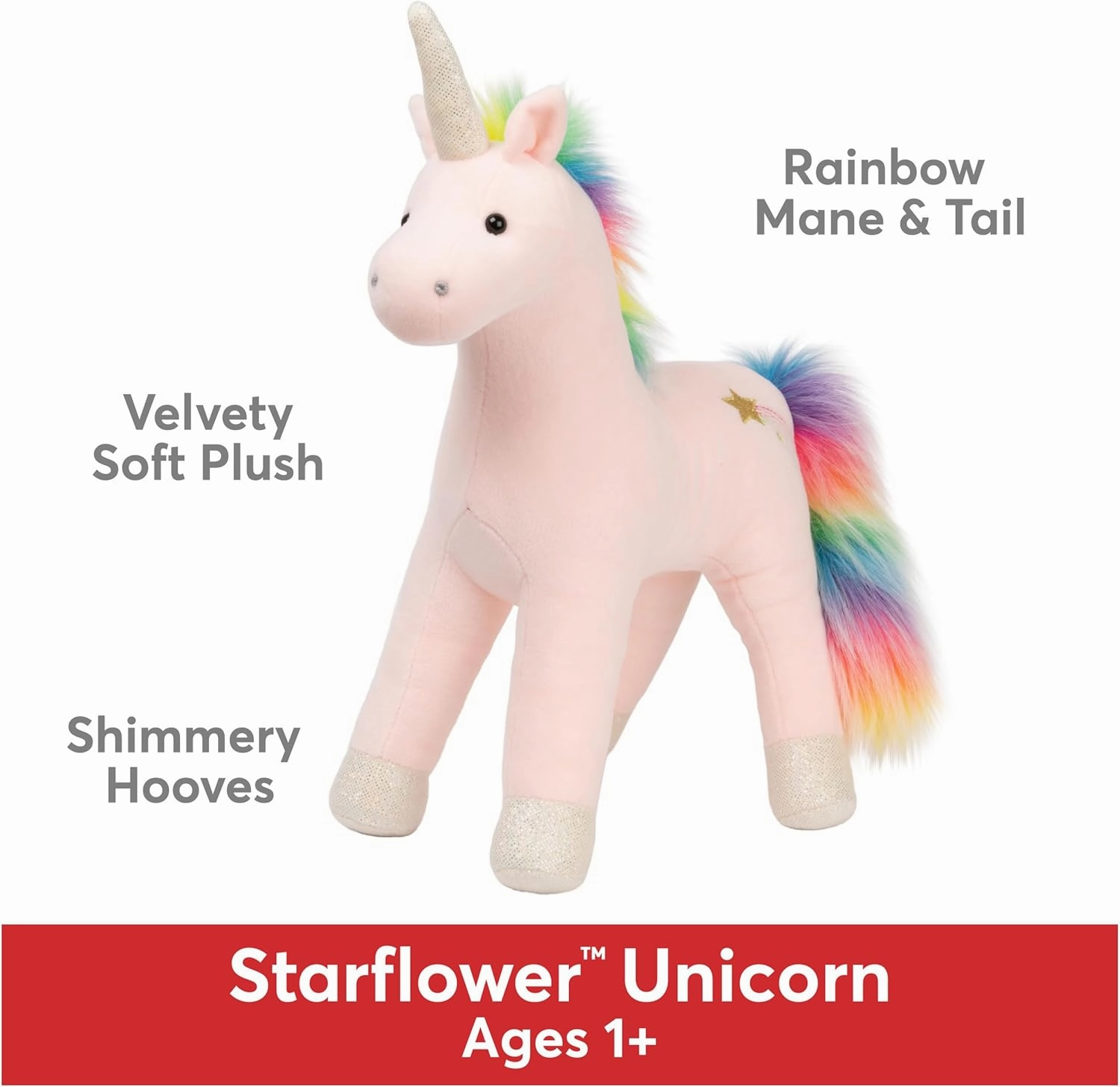 GUND Starflower Rainbow Unicorn Stuffed Animal, Plush Unicorn for Ages 1 and Up, Pink, 15”